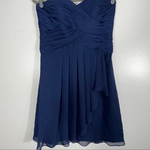 David’s Bridal Strapless Navy Blue Layer  Dress Size 8.